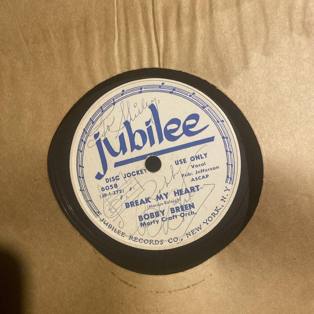Signed 78 Record Bobby Breen Only Known Copy