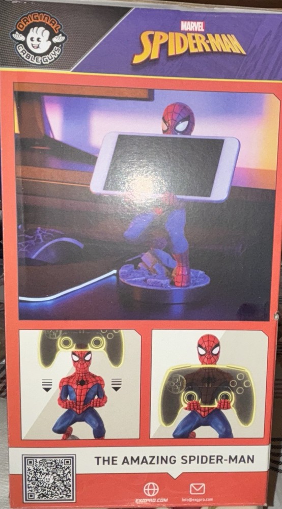 Marvel Spider-Man Controller Phone & Stand Device Holder Gaming Cable Guys NIB