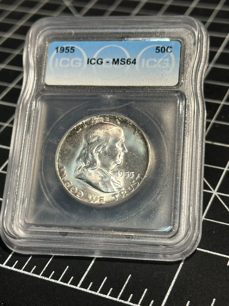 1955 Franklin Half Dollar 50c ICG MS64