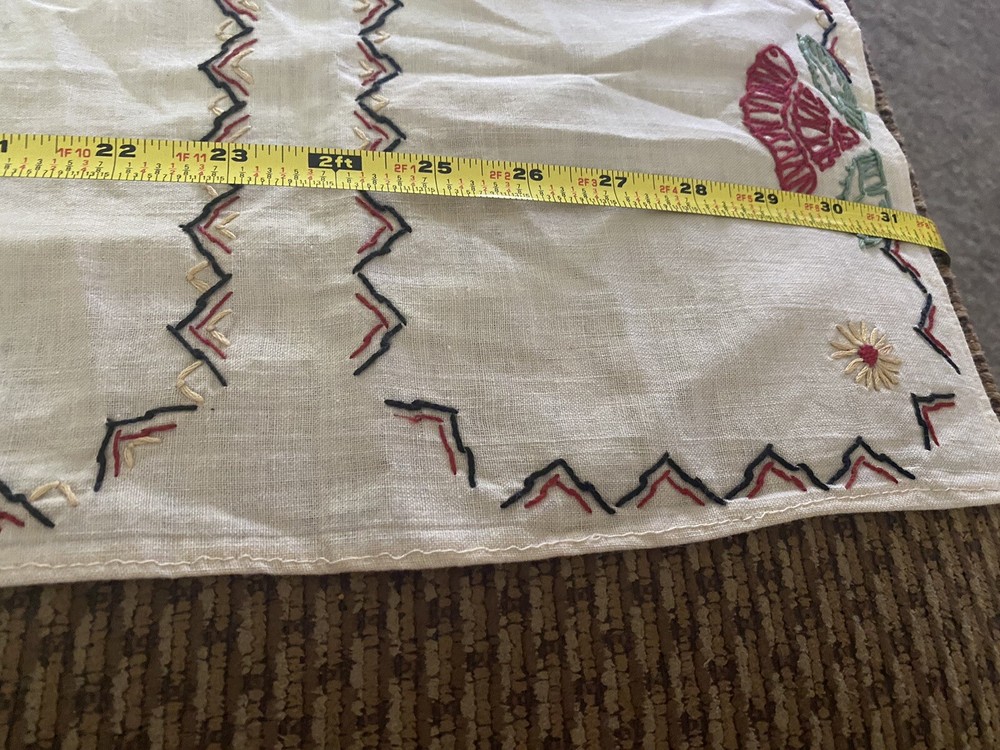 Embroidered Table Runner & Kitchen Wall Piece, Unfinished 2 Pc Linens Handmade