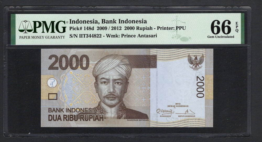 Indonesia 2000 Rupiah 2012 P148d Uncirculated Grade 66