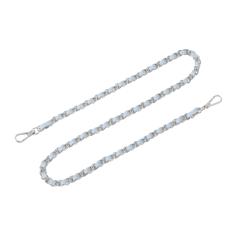 Purse Strap, 32" Leather for Shoulder Strap (Sky Blue, Silver)