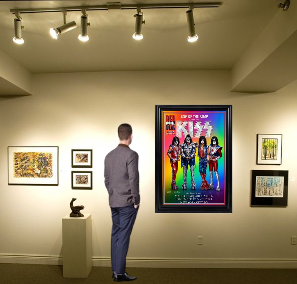 KISS END OF THE ROAD FINAL SHOW POSTERS NYC 2023 framed Numbered Poster