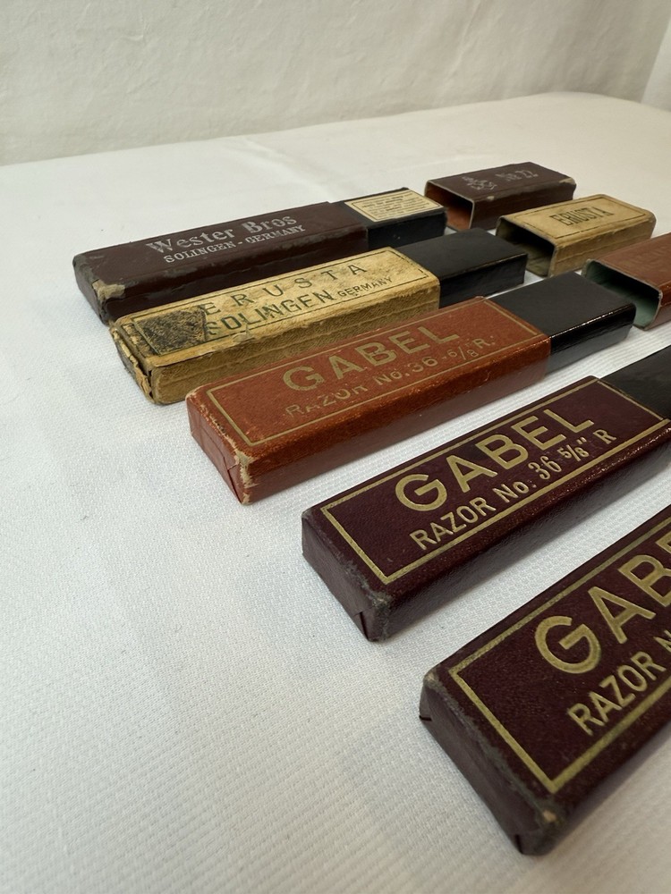 Vintage Straight Razor Boxes (5)…Gabel, Erusta, Wester… Germany