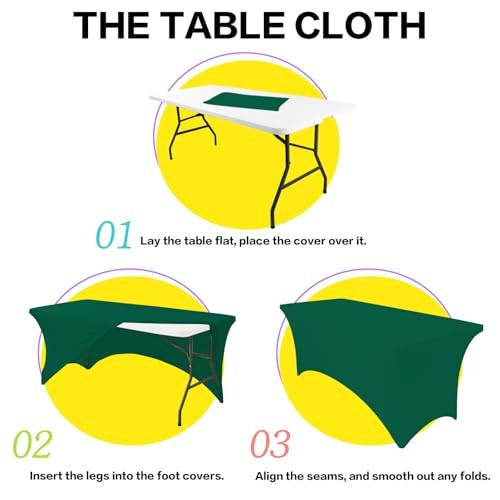2 Pcs 6FT Table Cloth for Rectangle Table - Tablecloth 70" x 30"-2 pack Green