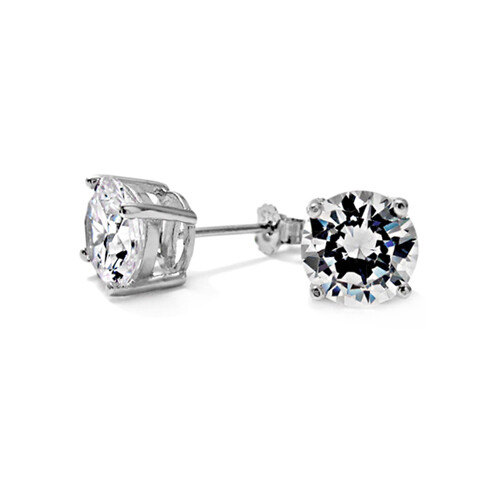 925 Sterling Silver High Quality Basket Set Round CZ Post Stud Earrings
