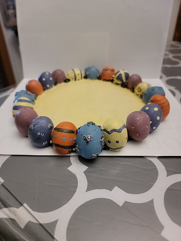 Heavy And Solid Easter Egg Plaster Decorated Candle Holder