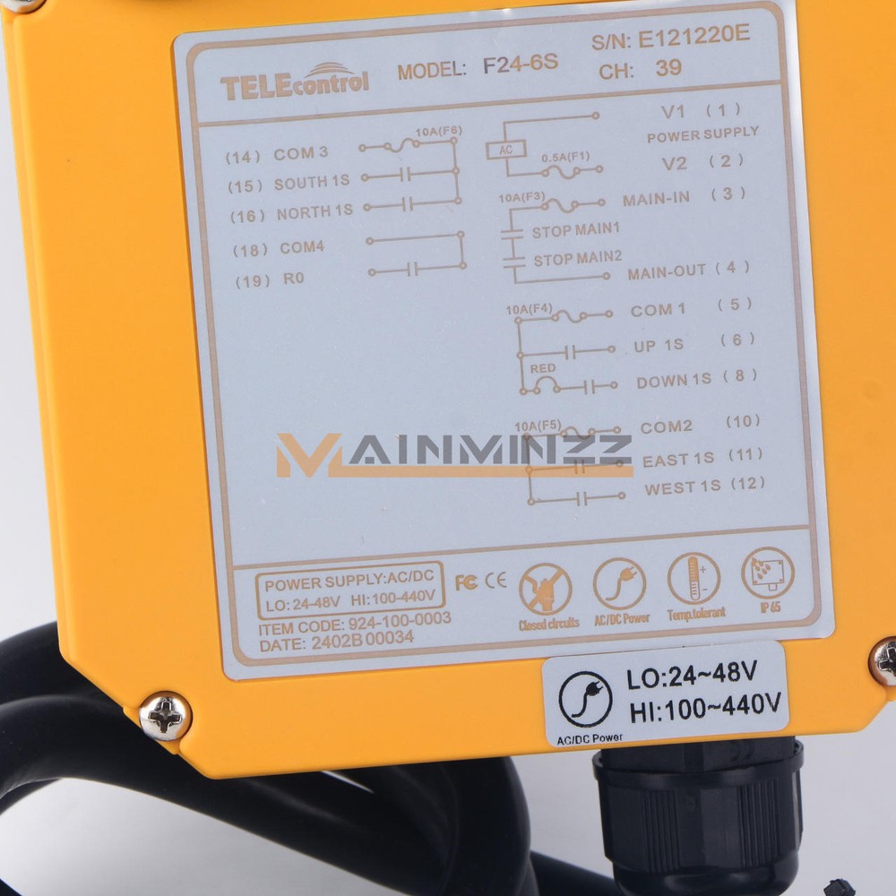 Industrial Crane Wireless Remote Control 2Transmitters + 1Receiver F24-6S