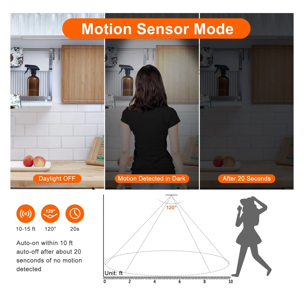 70-LED Motion Sensor Cabinet LightUnder Counter Closet Lighting Wireless USB ...