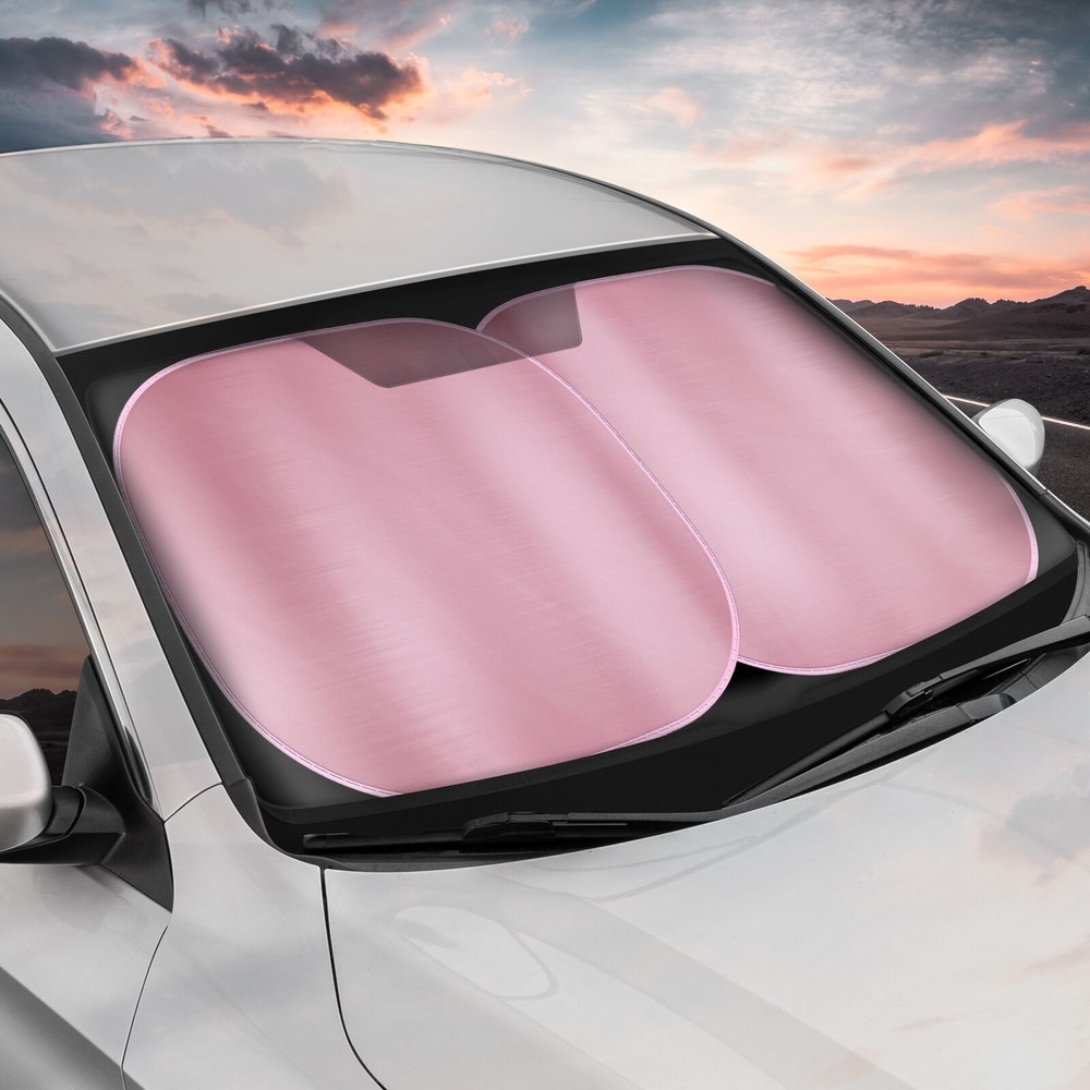 Metallic Pink Premium Reflective Polyester Pop Up Car SUV Windshield Sun Shade