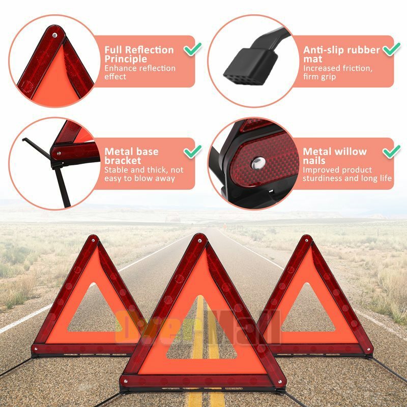 3 Pack Warning Car Triangle Reflective Road Emergency Breakdown Safety Hazard
