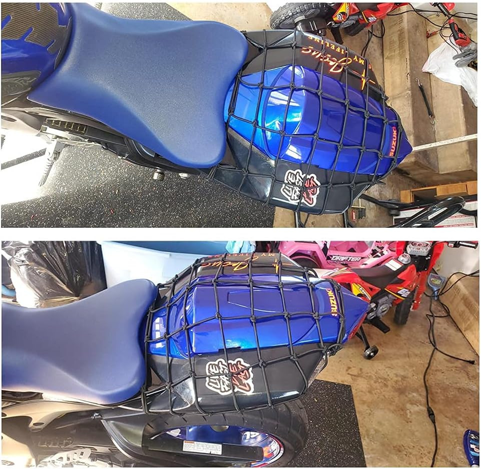 Black 15"X15" Motorcycle Cargo Net Featuring 6 Adjustable Hooks & Tight 2''X2''