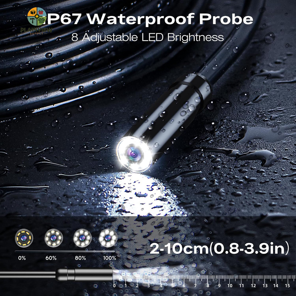 Endoscope Camera with Light, 1920P HD Borescope Inspection Camera with 4.3" IPS