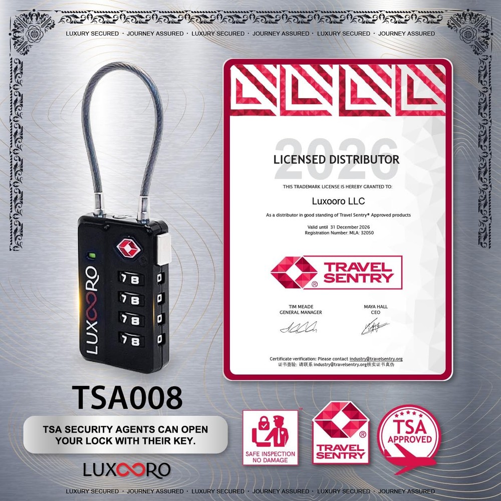 TSA Approved Tool-Less Luggage Lock with Alert Indicator, 4-Digit Combo