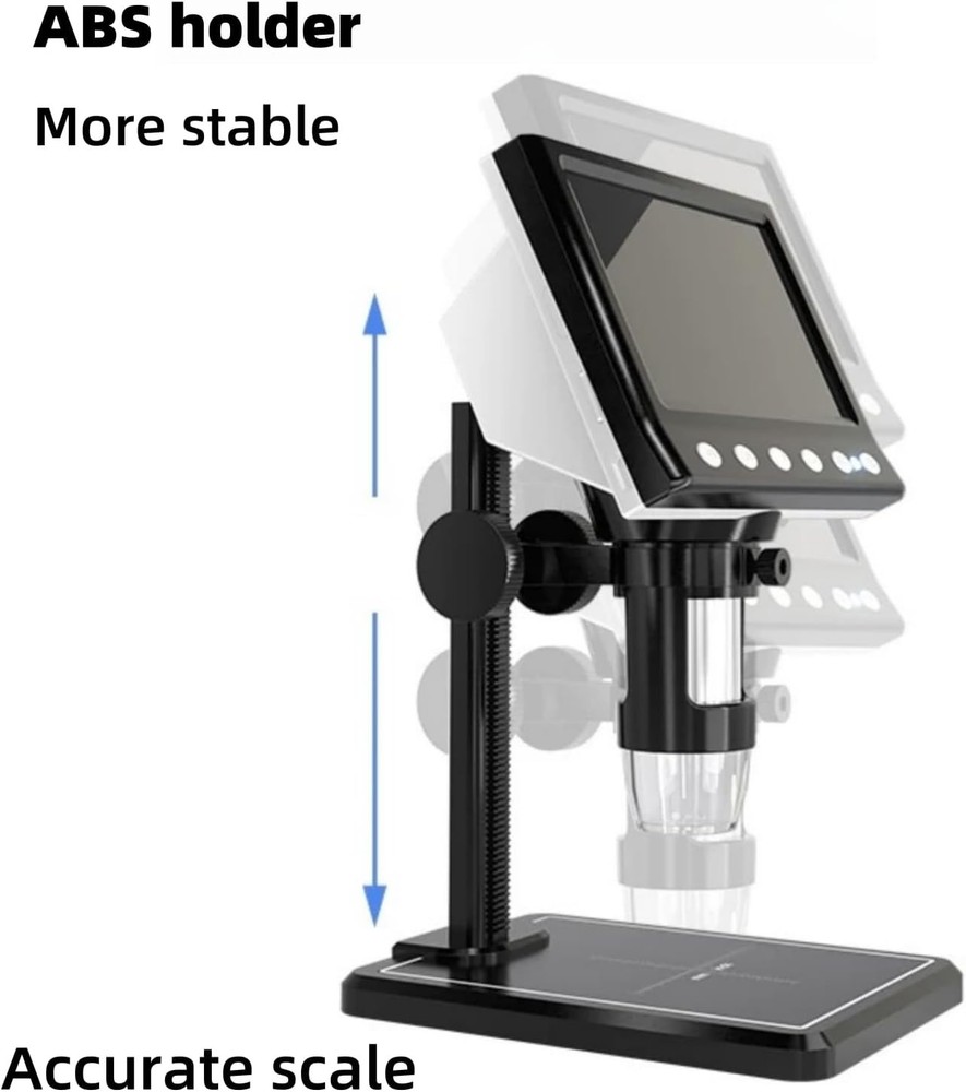 Digital Microscope with 4.3" LCD Screen, 1000X USB Coin Magnifier, Black
