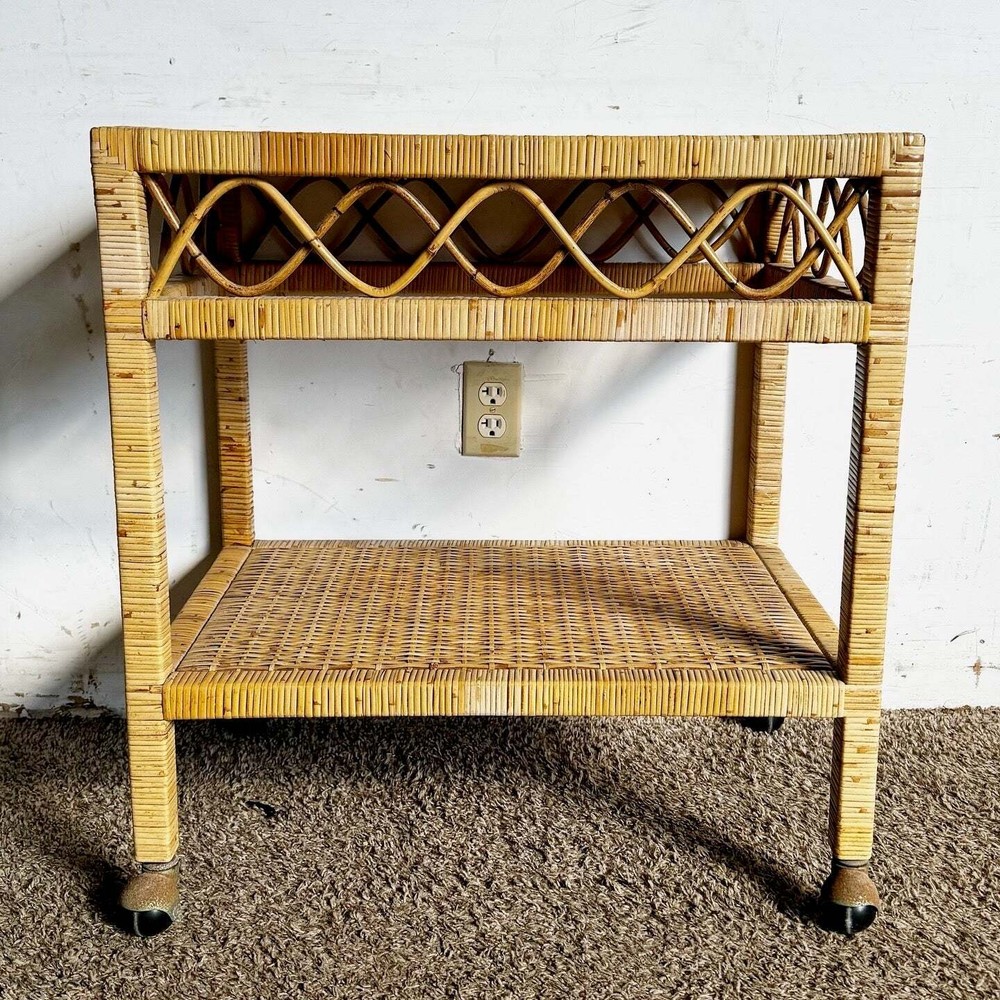 Boho Chic Wicker Two Tier Cart