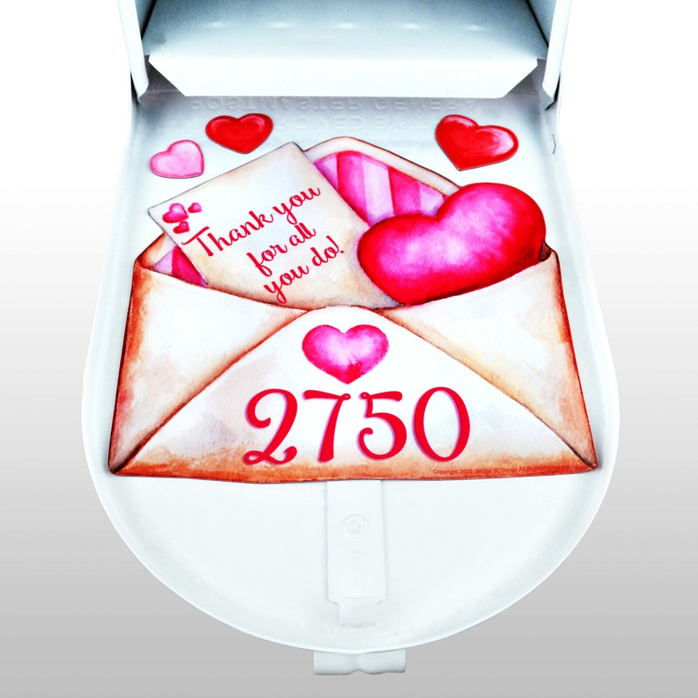 Mailbox Magnet (Partial Cover) Valentine's Day Envelope with Hearts Message
