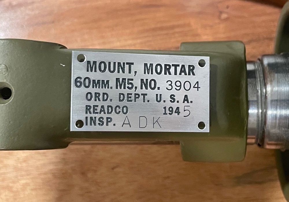(ONE) WW2 Style Readco Traverse Data Plate For M2 60mm Mortar M5 Bipod Traverse