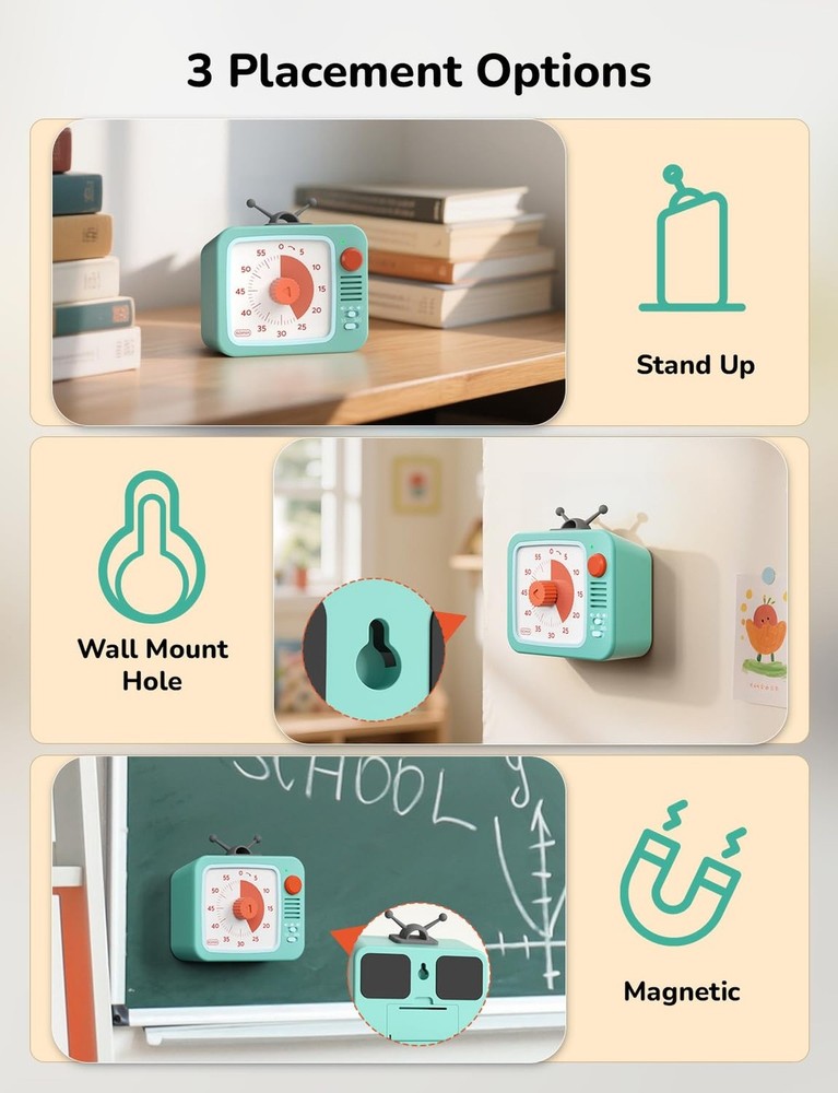 LIORQUE Visual Timer for Kids with Pause Function, 60-Minute Countdown Timers...