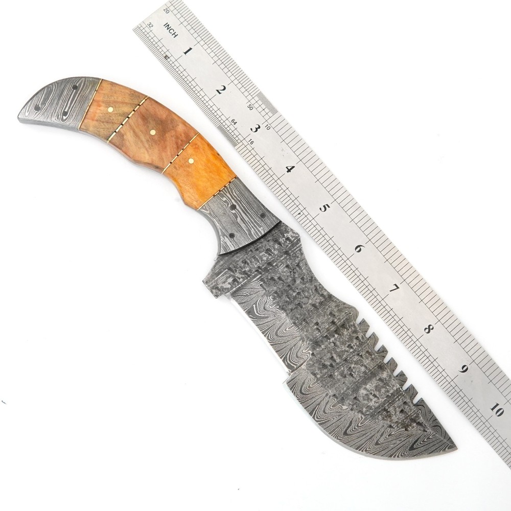 CUSTOM HANDMADE DAMASCUS TRACKER WITH PREMIMUM LEATHER SHEATH T2