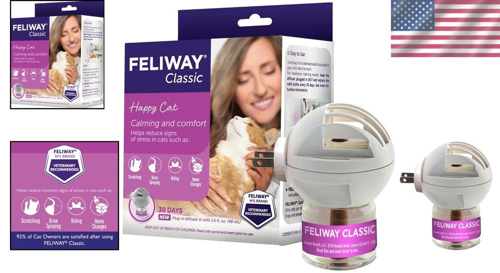 Pheromone Diffuser Starter Kit - 30-Day Cat Calming Solution for Stress Relief