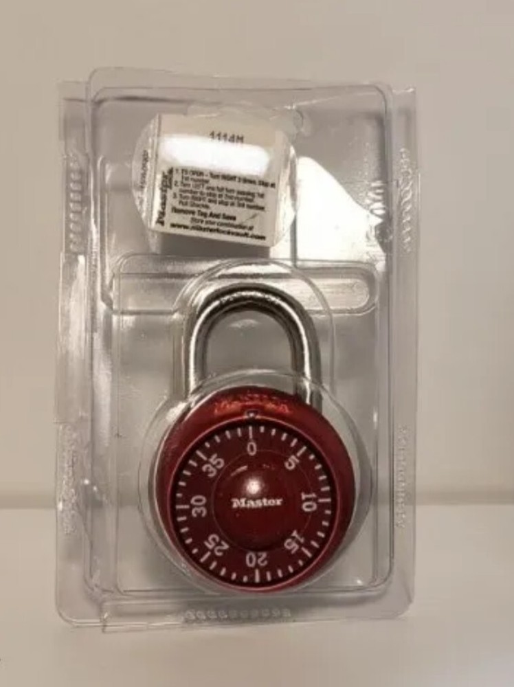 RED MASTER LOCK COMBINATION PADLOCK GYM SCHOOL LOCKER KEYLESS 1114M NIP