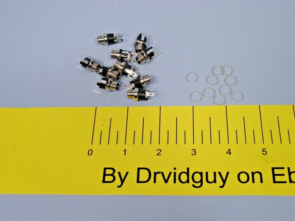 QTY 10 Switchcraft 722A Straight DC Power Jacks; Solder Lug; Panel Mount; 12VDC