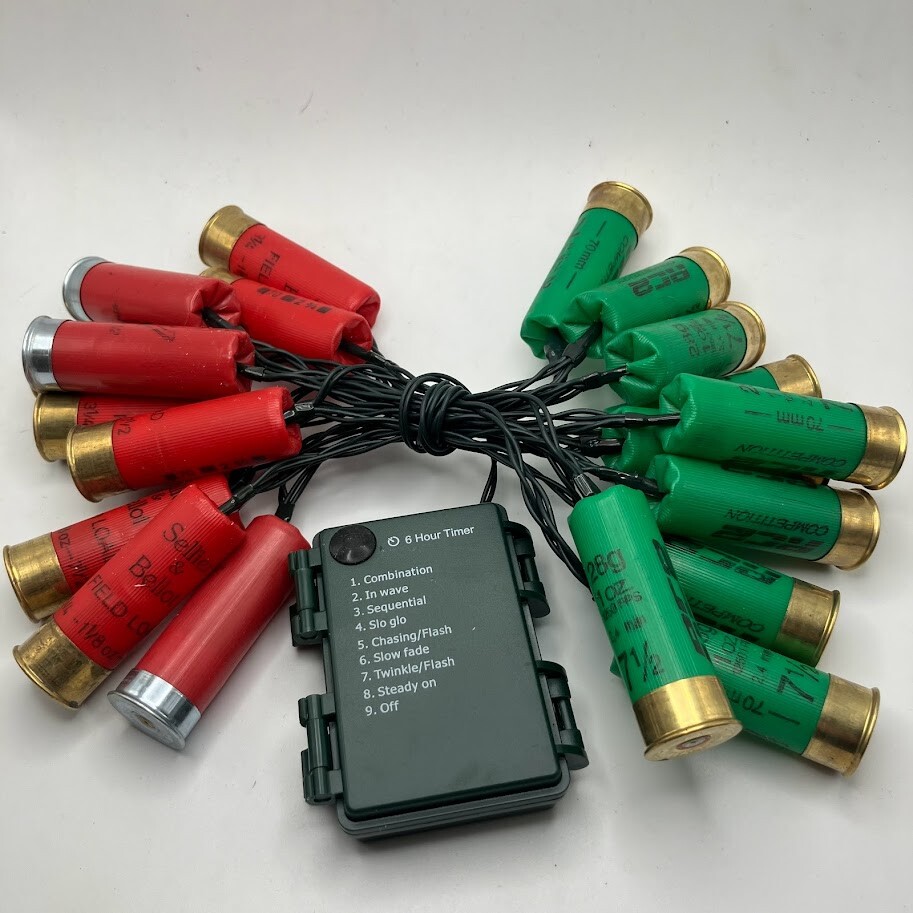 Shotgun Shell String Christmas Lights Holiday, Wedding, Party Battery Plugin
