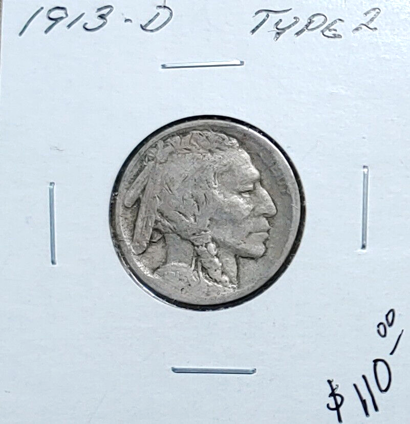 1913-D Type 2 Buffalo Nickel - Free Shipping