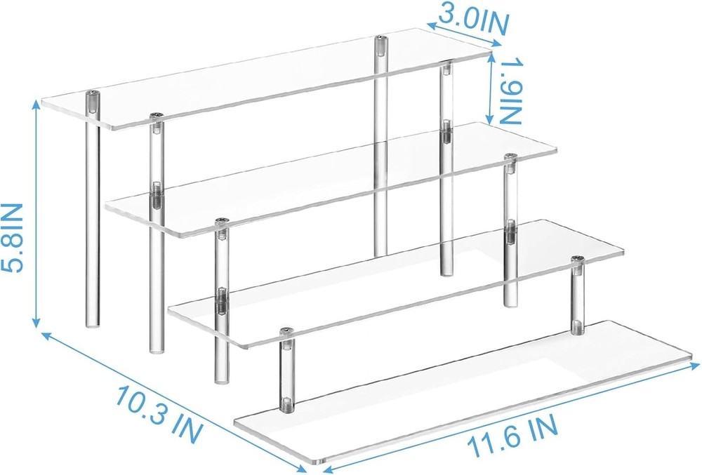 Acrylic Display Risers,Clear Display Risers Stand Small Mini Shelf 4 Tiered Cupc