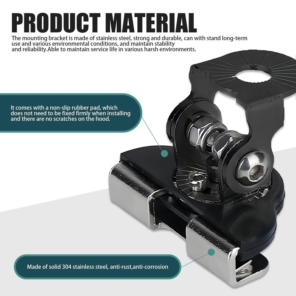 2 PCS Car Hood Light Bar Non-Destructive Fixing Bracket, Waterproof Adjustabl...