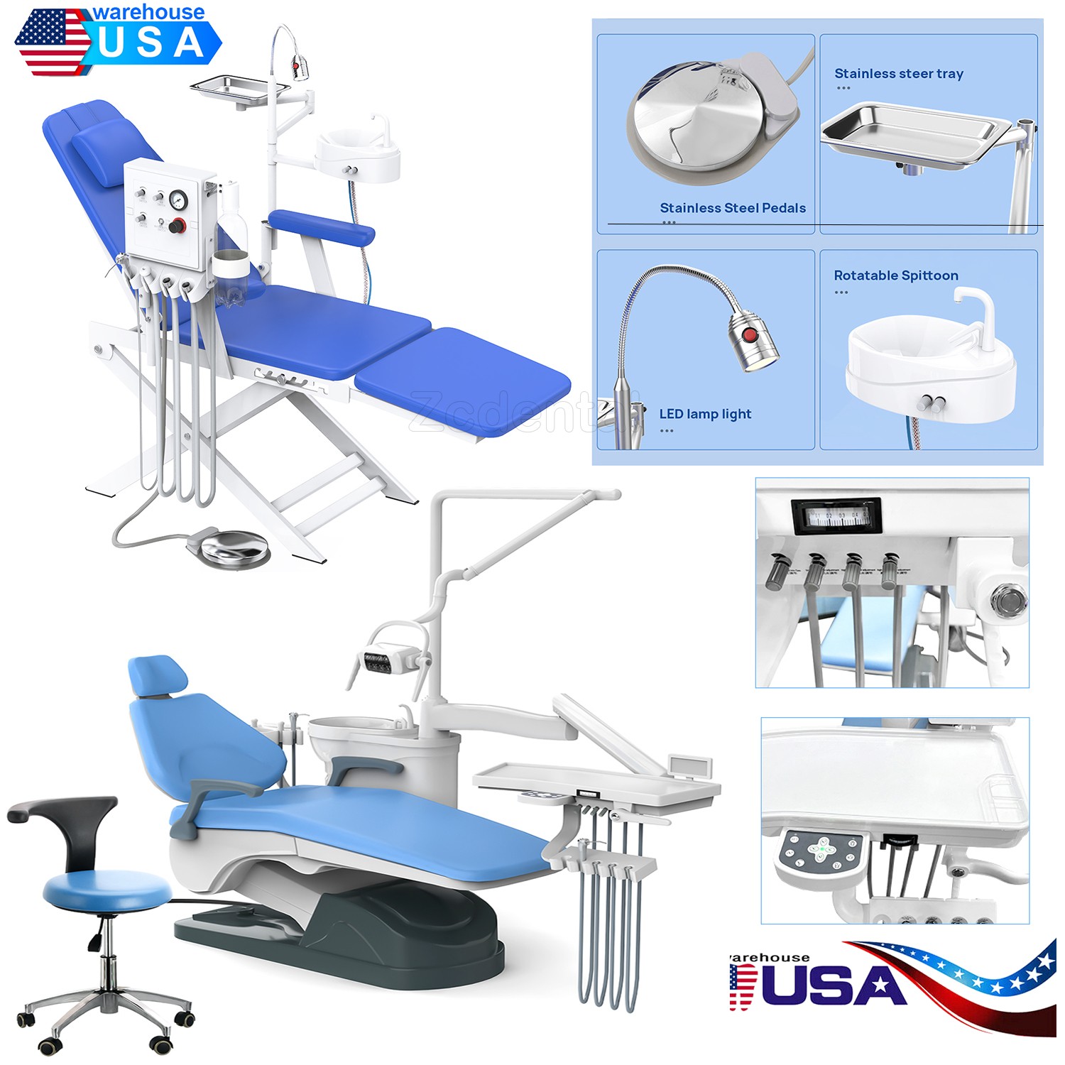 Dental Unit Chair Computer Controlled DC Motor PU Leather Doctor Stool FDA/Chair