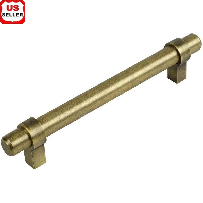 10 Pack Antique Brass Cabinet Pulls 5 Inch Hole Centers Solid Steel Handles New
