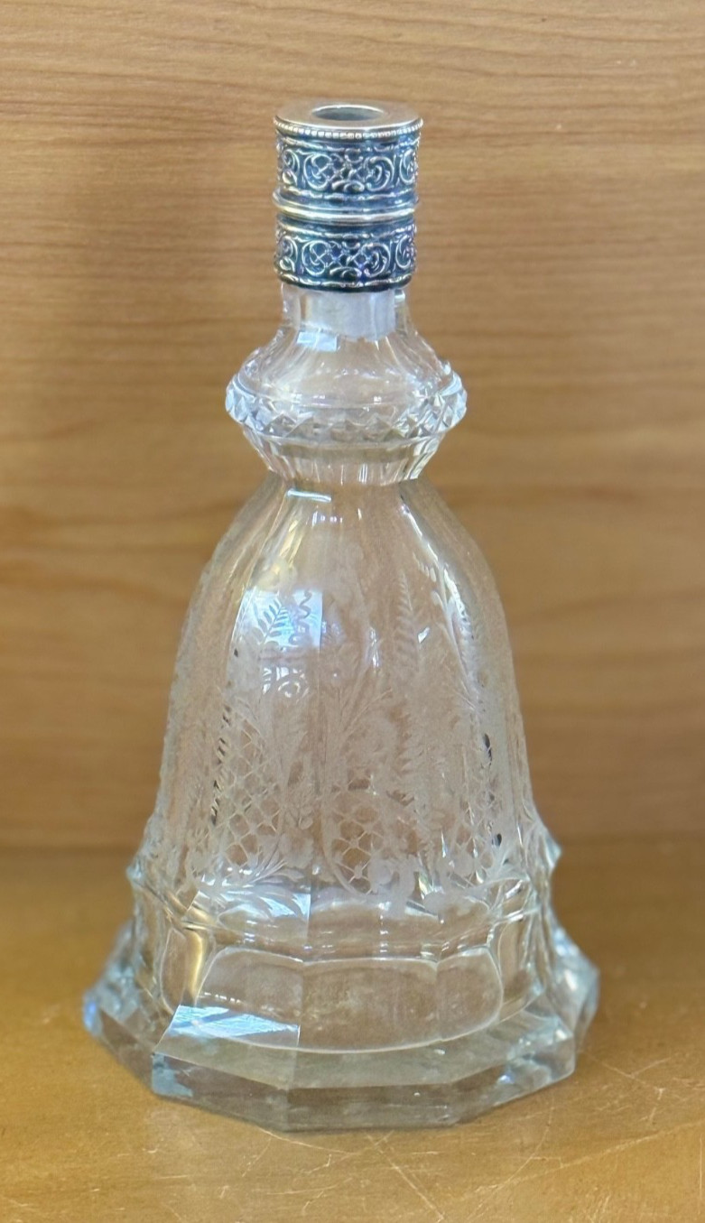 Antique German 925 Sterling Silver Cut Glass Decanter