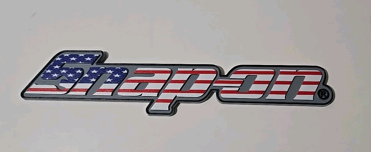 2PK SNAP ON TOOL BOX FLAG LOGO EMBLEM MATTE Colored Plastic Badge Decal 8"+3 Drv
