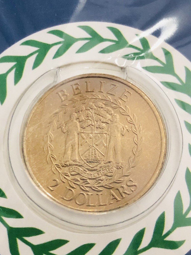 Belize 2 Dollars 2011 UNC Independence Commemorative Coin in Folder Rare