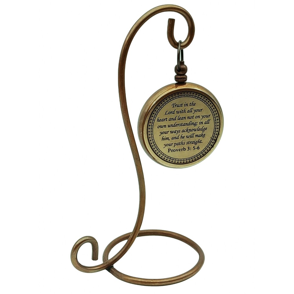 Compass with Display Stand-Unique|Uplifting|Engraved Message |Brass Compass
