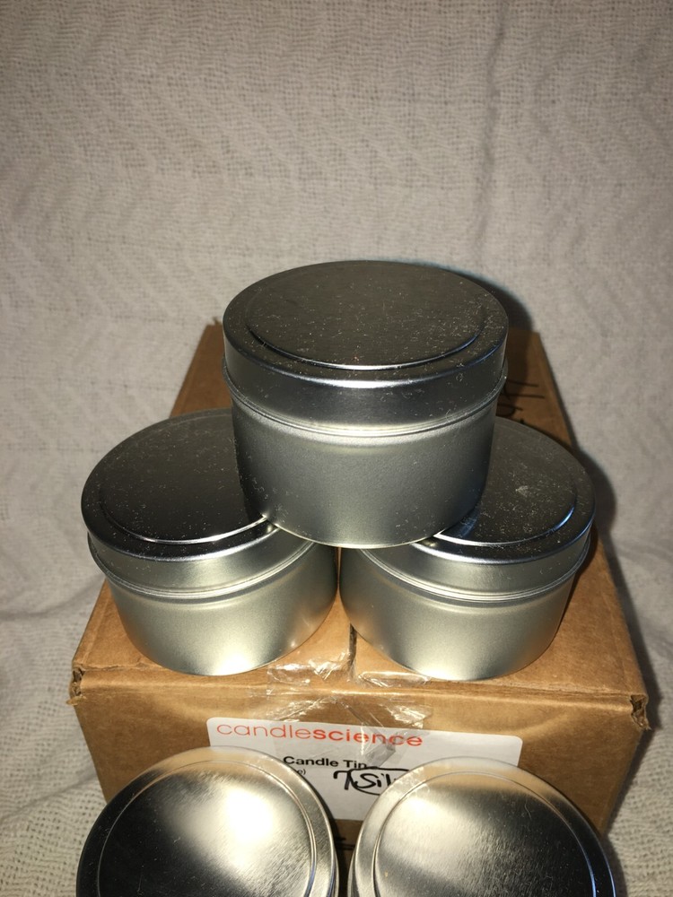 CandleScience - 4 oz. Candle Tin With Lid - Silver - 7 Count