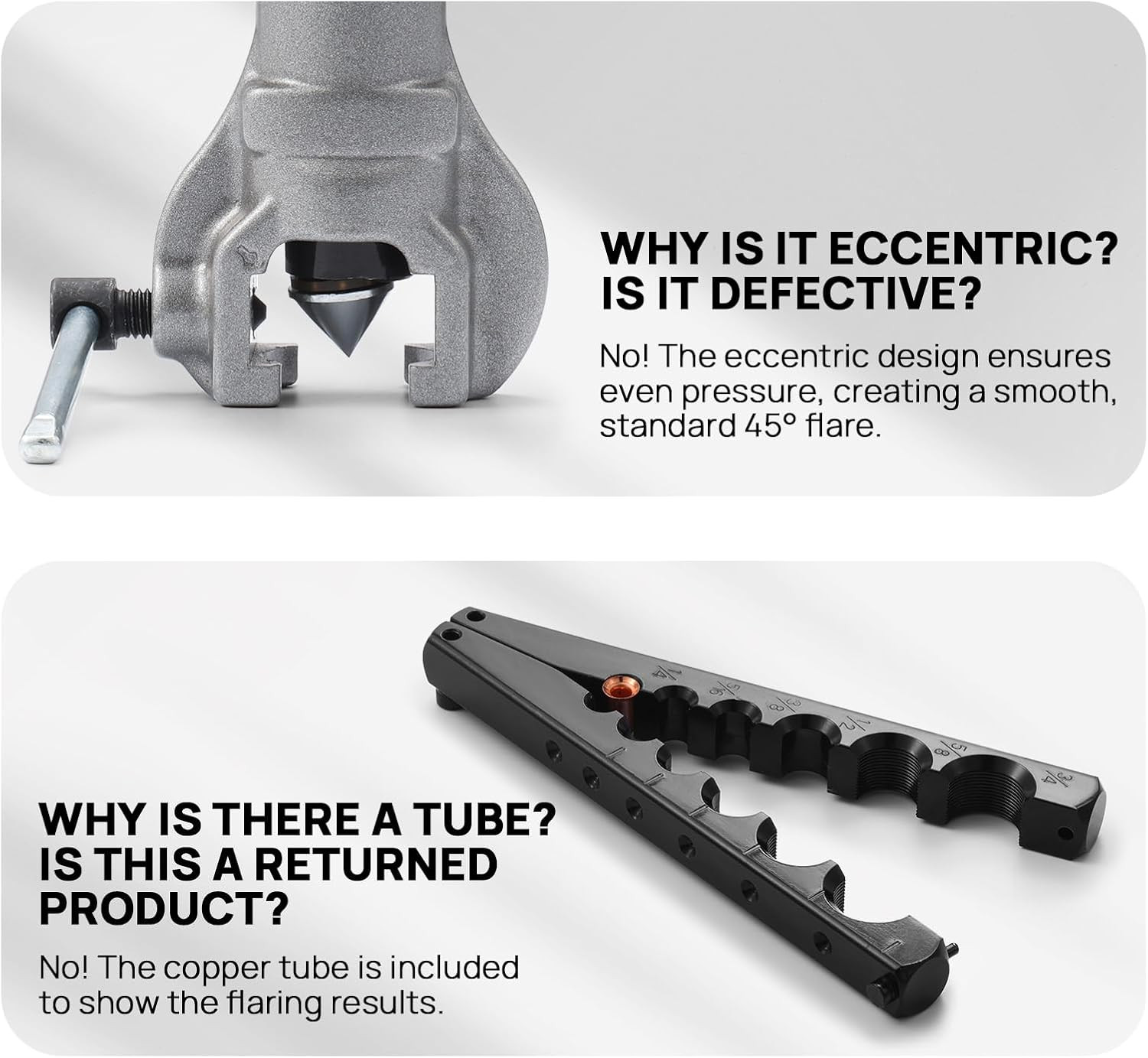 HVAC Flaringtool Kit for 1/4 to 3/4In Pipes, 45 Degree Eccentric Cone Type, 2 Fl
