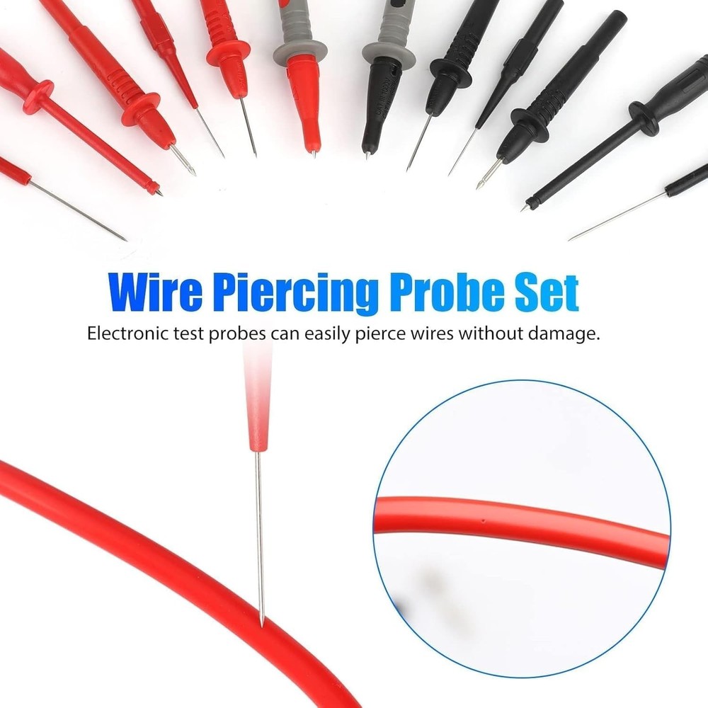 25PCS Silicone Multimeter Leads Kit: Replaceable Wire Piercing Probes, Hook...