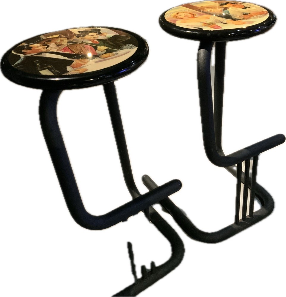Two Vintage Old Hollywood Bar Stools Rare