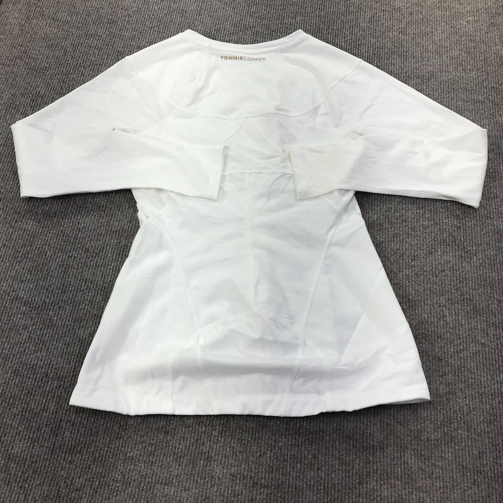 Tommie Copper Womens Back Support Compression Shirt Large White Zip Front Top