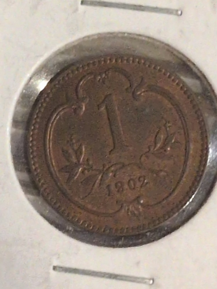 1902 Austria 1 Heller Coin F4128