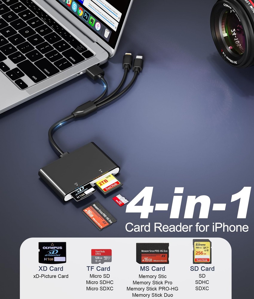 Memory Stick Pro Duo Reader - 4-in-1 Multi Card with Black