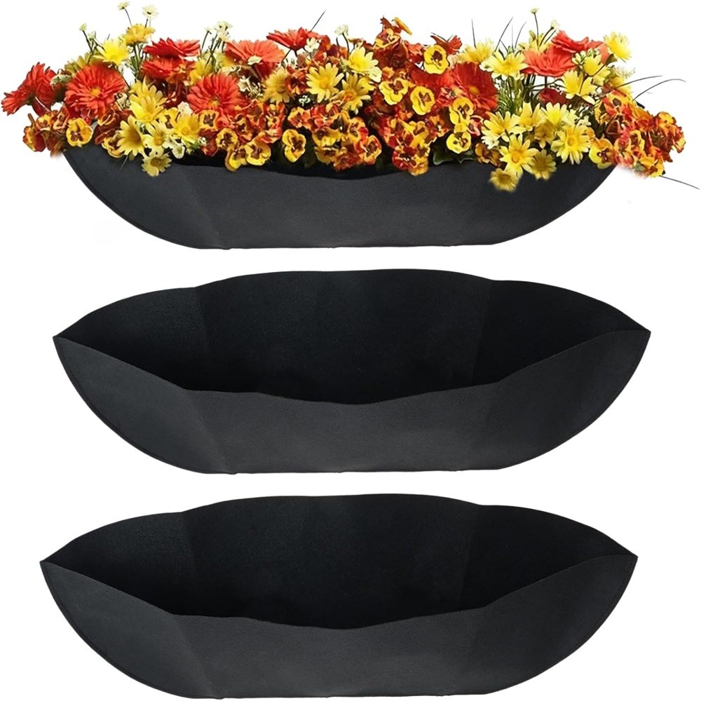 3Pcs 24" Rectangle Hanging Plant Liners Fabric Window Box liners For Gardens