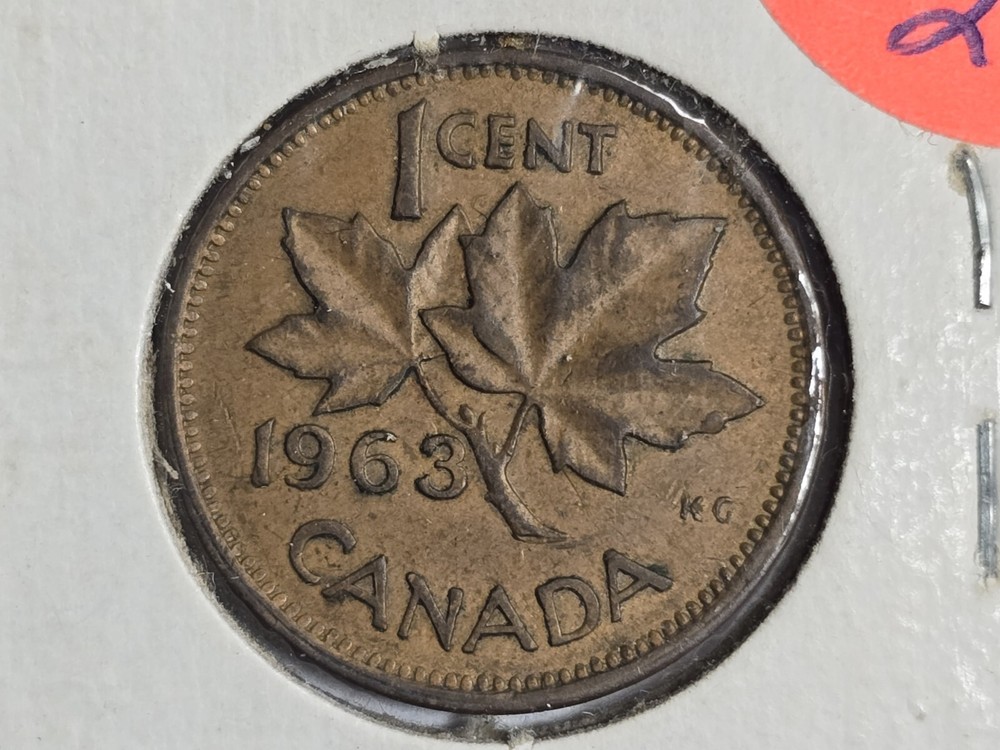 1963 Canadian Maple Leaf Twig Penny 1 Cent