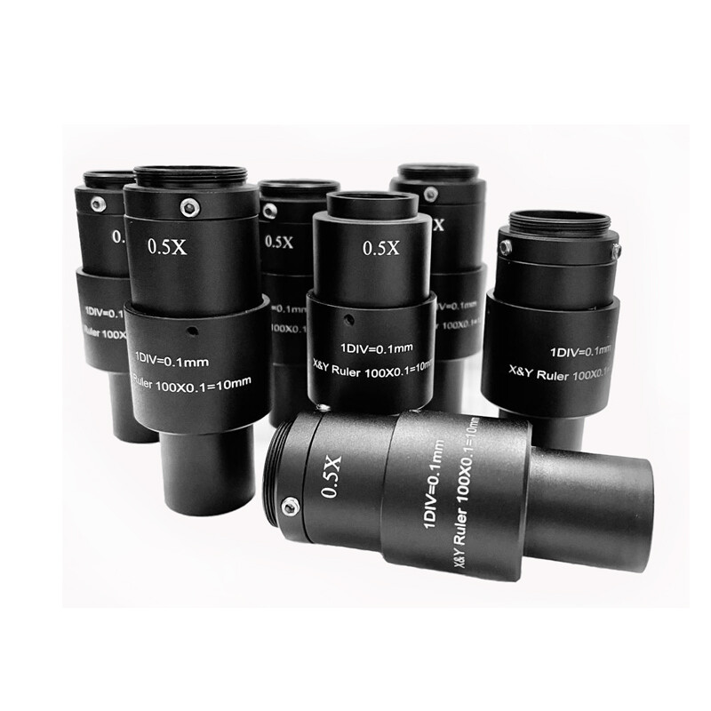 0.5X Microscope Industrial Camera Scale Adapter C-mount with Calibration Reticle