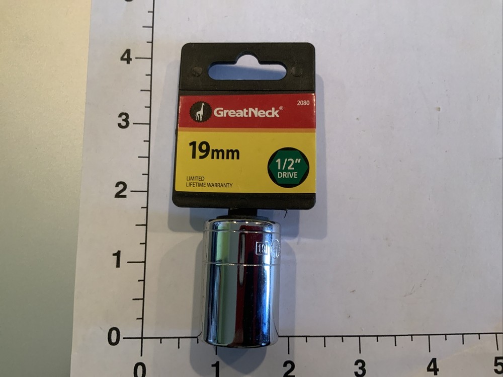 SOCKET,19MM  6PT 1/2"DR by GREAT NECK SAW MFRS.,INC
