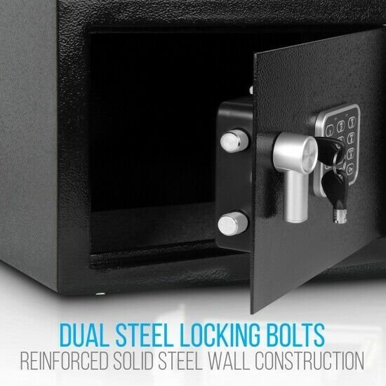 SERENE-LIFE Compact Electronic Safe Box with Mechanical Override, Includes Keys