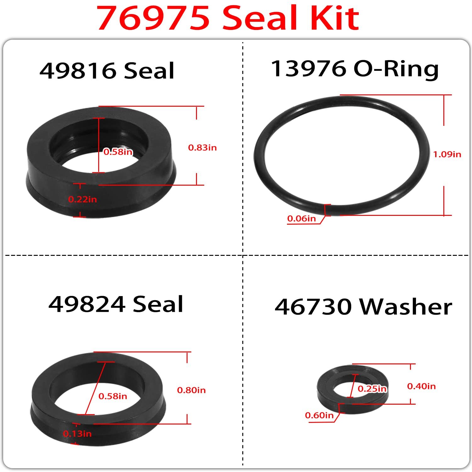 76975 Water Packing Seal Kit For Cat Pump 4DNX Series Pressure Washer Pump